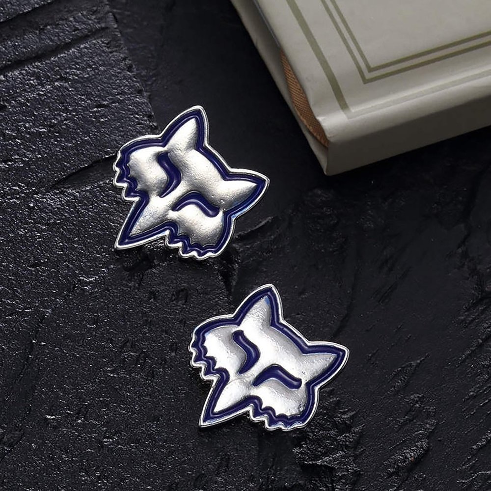 Fox racing logo earrings. silver-plated metal